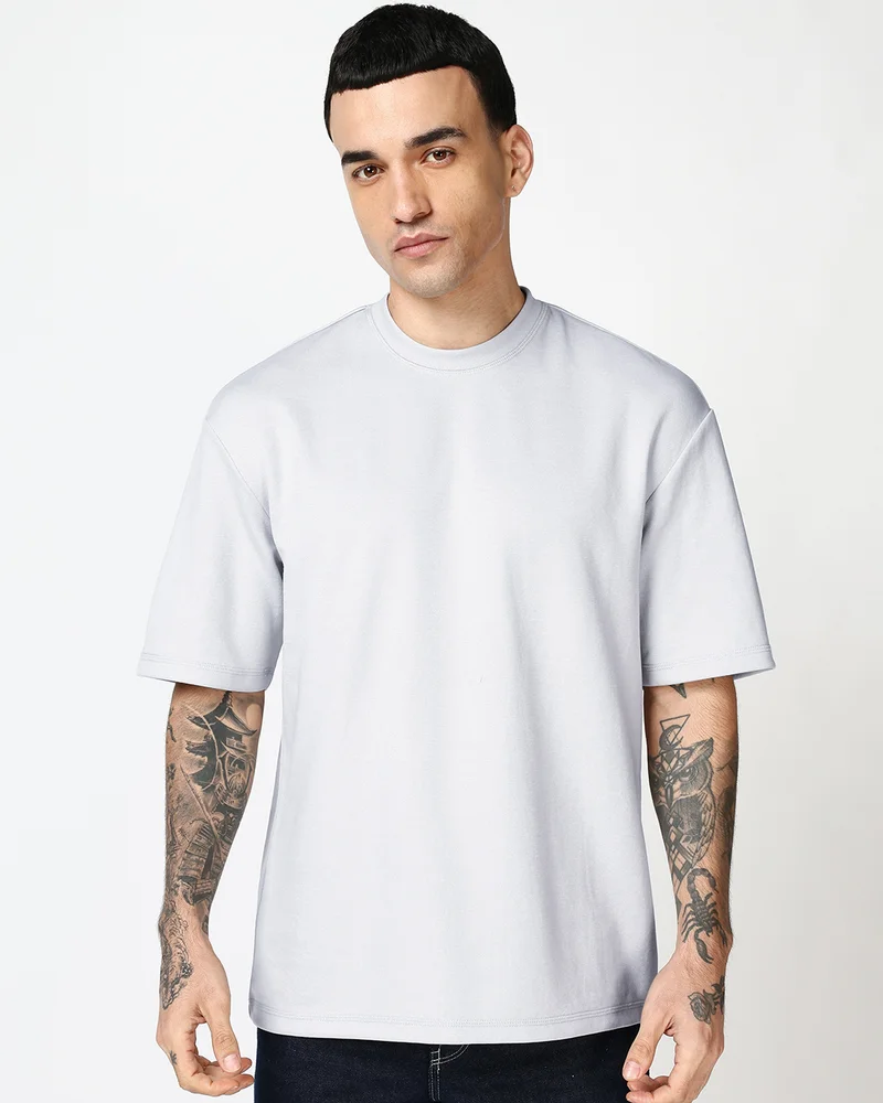 بيواكوف Men's Grey Oversized T-shirt